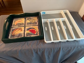 Tray And Silverware Drawer Organizer