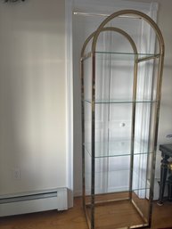 Glass And Gold Metal Shelving Unit