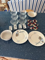 Crate And Barrel Soy Sauce Dishes, Shell Dish, Glass Bowls, Plates