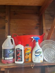 Car And Yard Items, Wash Bucket With Sponges/cloths, RoundUp, Windshield Washer, ArmorAll, Lighter Fluid (G)