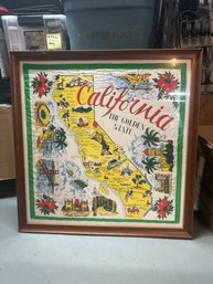 Framed California Tapestry, Vintage (B)