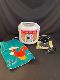 Aroma Rice Cooker, Measuring Cups, Apron, Dish Towel  (DR)