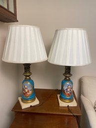 French Faience Lamps Pair (2)