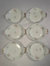 Richard Briggs Co. Boston Purcelaimes Aleu France Gold Trim Dessert Bowls Set Of (6)