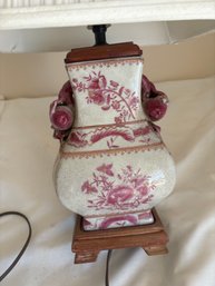 Asian Inspired Red Yellow Floral Lamp (K)