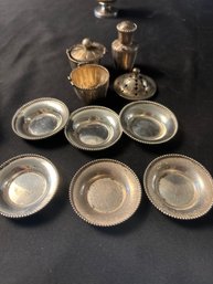 Sterling Silver Set Of 6 Mini Playes, Sterling Silver Baskets