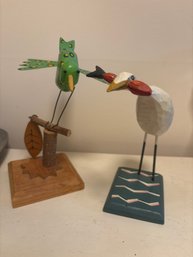 Painted Wooden Bird Carvings