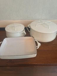 Dansk Kobenstyle White Pots With Lid And One Baking Dish (K)