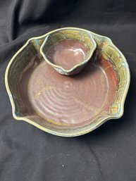 Mud Dabbers, Divided Dish, Glazed Art Pottery