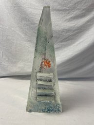 Glass Obelisk Art Piece    (K)