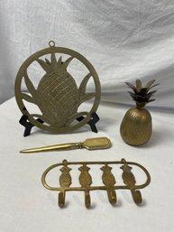 Brass Pineapple Trivet, Letter Opener, Hook & Decor Piece      (K)