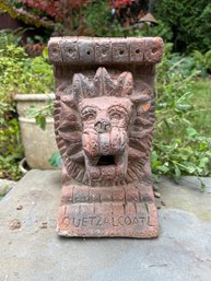 Quetzalcoatl Feathered Serpent Head Garden Ornament