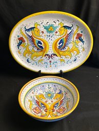 Deruta Italy Platter & Bowl, Tinaderuta Italy Ceramica