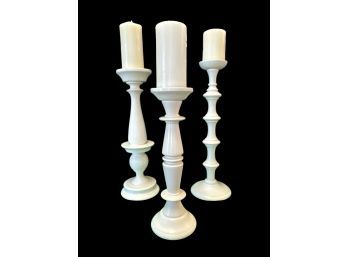 Lot Of 3: 'Two's Company' Pillar Candle Holders