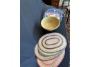Yellow Ware Bowl And 8 Placemats