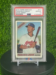 2015 TOPPS HERITAGE FRANCISCO LINDOR WHITE JERSEY ROOKIE PSA 10