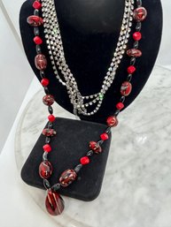 Red And Rhinestone Necklaces