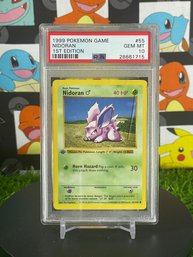 Very Rare PSA 10 1st Edition Nidoran Bast Set 1999 (small Crack On Case)