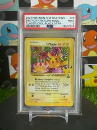 2021 POKEMON CELEBRATIONS BIRTHDAY PIKACHU-HOLO CLASSIC COLL-BLACK STAR PSA 9 MINT