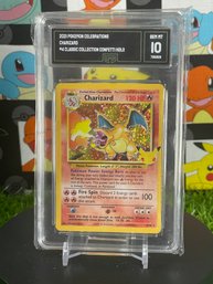 2021 POKEMON CELEBRATIONS CHARIZARD *4 CLASSIC COLLECTION CONFETTI HOLO GMA 10 GEM MINT