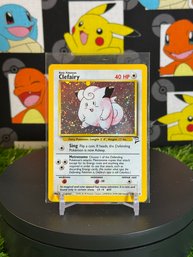 Vintage Pokemon 2000 BASE SET 2 Clefairy Holo With SWIRL