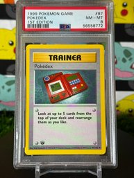 Pokemon Vintage 1999 Base Set Trainer Pokedex 1st Edition PSA 8
