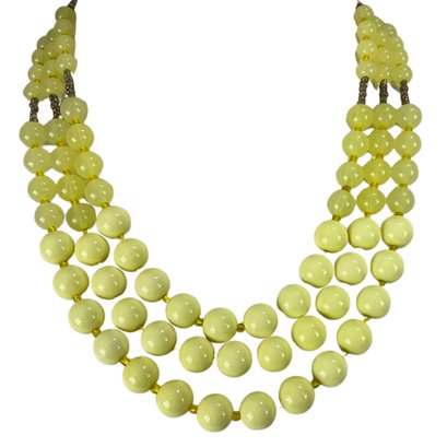 Three Strand Yellow Bead Necklace