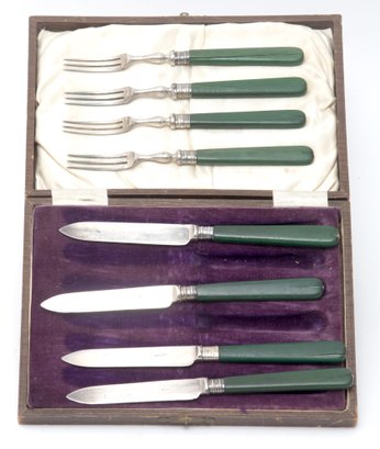 Art Deco Fruit Knives And Forks Service For 4