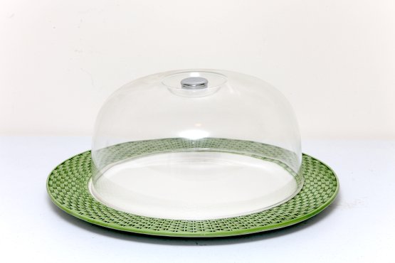 Tiffany & Co Green Basket Weave Round Platter