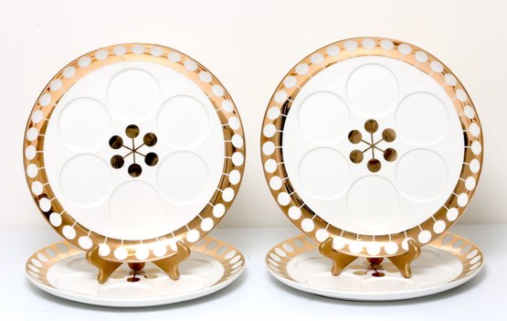 Four Johnathan Adler Gold And White Futura Seder Plates