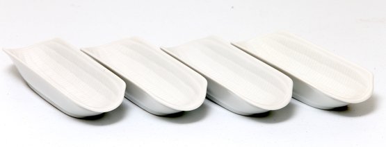 Set Of Four White Porcelain Corn Dishes