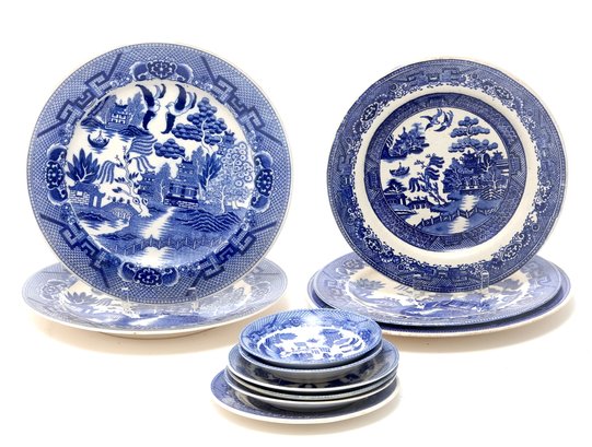Blue And White Porcelain Transferware Display Plates