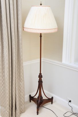 Regency Style Mahogany Floor Lamp With Pleated Lampshade