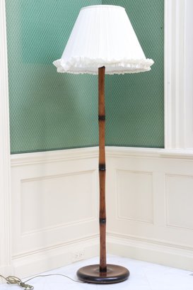 Bamboo Floor Lamp With Pleated Frilled Lampshade