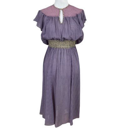Diane Freis Georgette 1970s Blue & Purple Dress