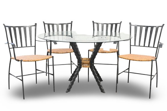 Round Glass Table 4 Side Chairs