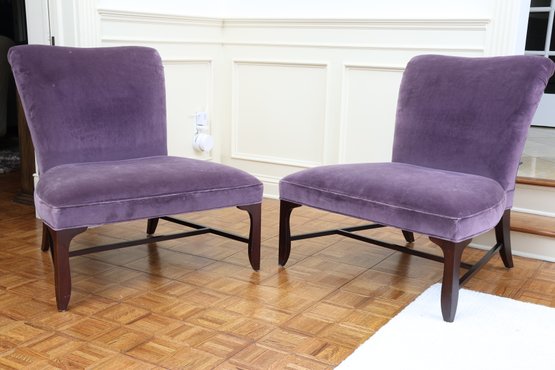 Baker Furniture Pair Of Oversized Custom Plum Colored Side Chairs