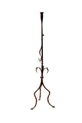 Antique Wrought Iron Tall Candle Holder