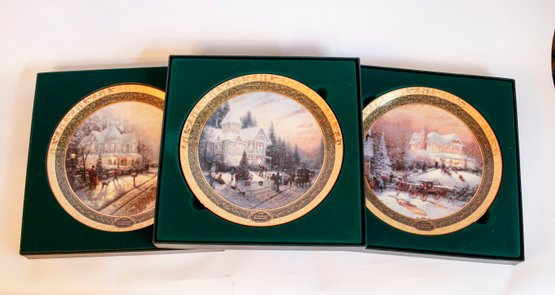 Trio Of Thomas Kinkade Plates In Original Boxes