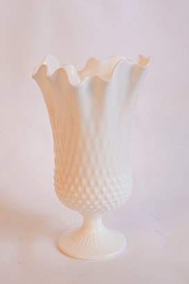 Vintage Hobnail Milk Glass Swing Handkerchief  Vase