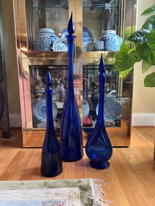 Tall Blue Glass Amphora (2 Of 3) - Medium @ 29' - READ DESCRIPTION BEFORE BIDDING!