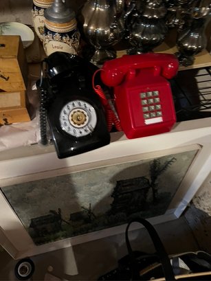 BLACK Rotary Dial Phone