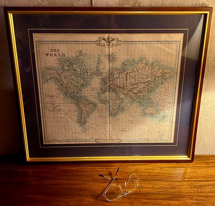 FINLAND - Framed Map Of The World - Purchased In Helsinki In 1975