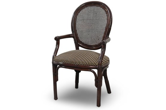RATON SEAT BACK BAMBOO UPHOLSTERED CHAIR (CHIPS IN PAINT AS BSEEN IN PHOTOS)