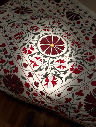 TURKEY - Anatolia - Modern Suzani Blanket Coverlet - Hand Embroidered And Striking