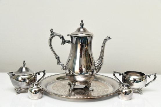 Vintage French Silver Plate Tea Service  With Under Platter