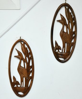MCM Mabini Philippines Hand Crafted Monkey Wood Wall Hangings Birds