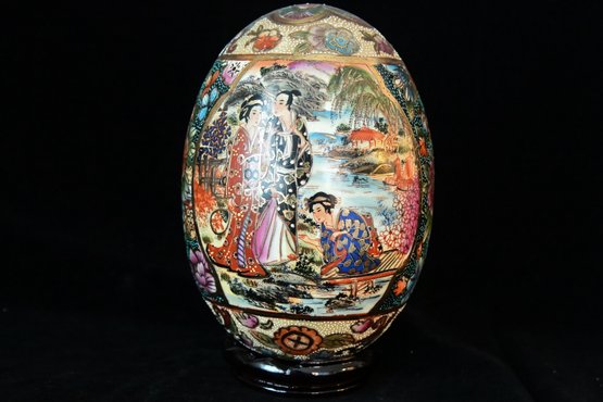 Chinese Famille Rose, Jingdezhen Porcelain Egg  On Stand