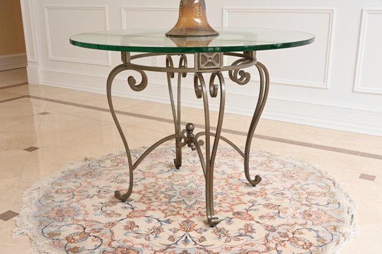 Round Glass Top Table With Metal Bass
