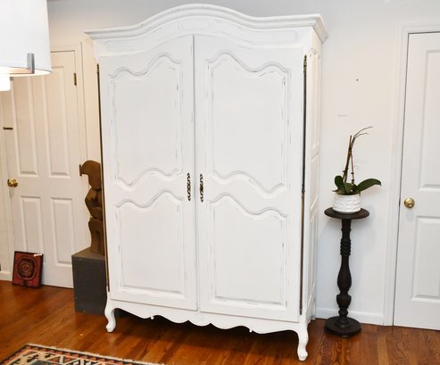 Peter Andrews Distressed Finish White Storage Armoire